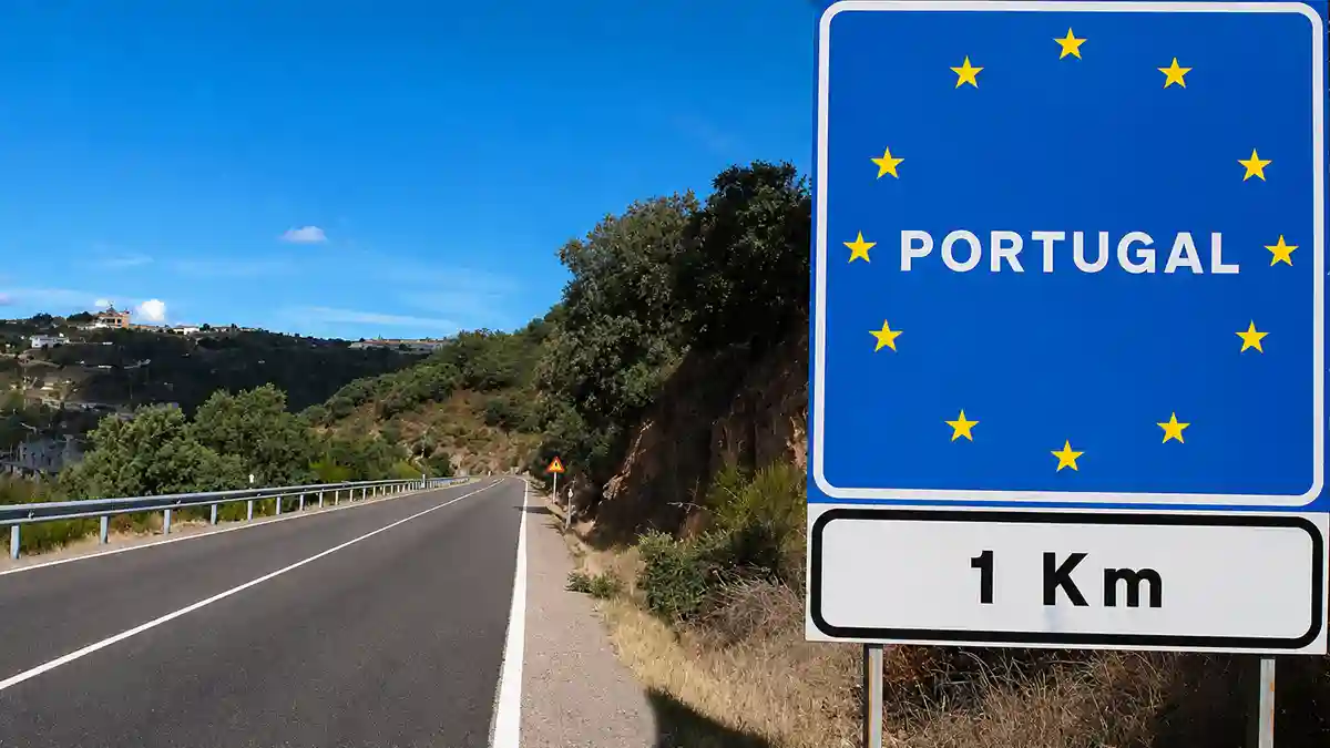 Estrada ladeada por árvores com luz de fim de tarde simbolizando a viagem de agosto dos emigrantes portugueses